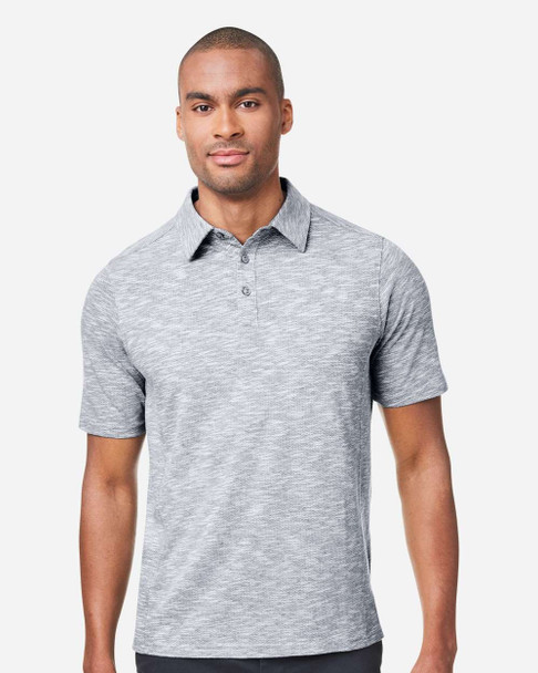 North End NE115 Eclipse Jacquard Polo | Black Heather