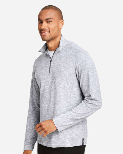 North End NE415 Eclipse Jacquard Quarter-Zip Pullover | Platinum Heather