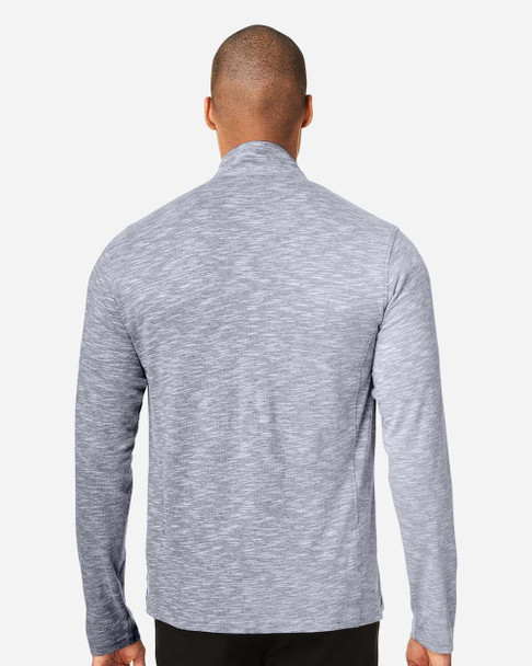 North End NE415 Eclipse Jacquard Quarter-Zip Pullover | Classic Navy Heather
