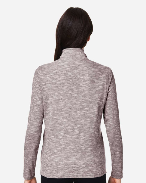 North End NE415W Women's Eclipse Jacquard Quarter-Zip Pullover | Burgundy Heather
