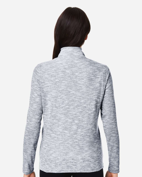 North End NE415W Women's Eclipse Jacquard Quarter-Zip Pullover | Black Heather