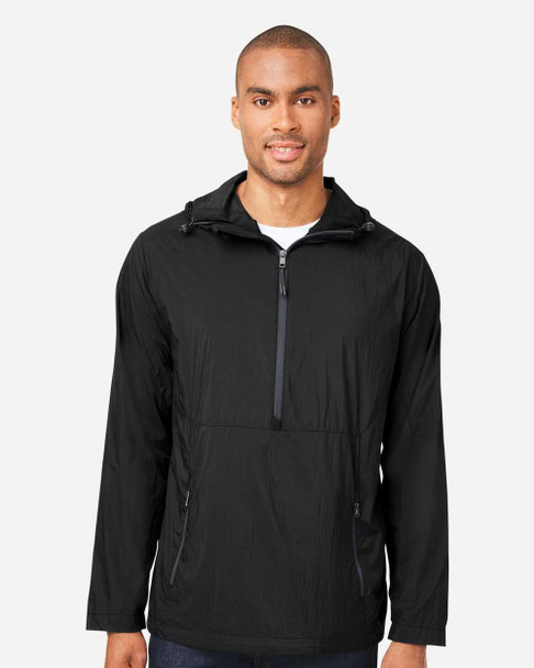 North End NE810 Aura Lightweight Packable Anorak | Black/ Carbon