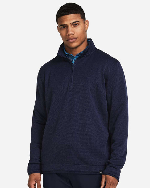 Under Armour 1383256 Storm Sweater Fleece Quarter-Zip Pullover | Midnight Navy/ White