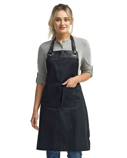 Artisan Collection by Reprime  RP123 Espresso Bib Apron with Pockets | Black/ Black