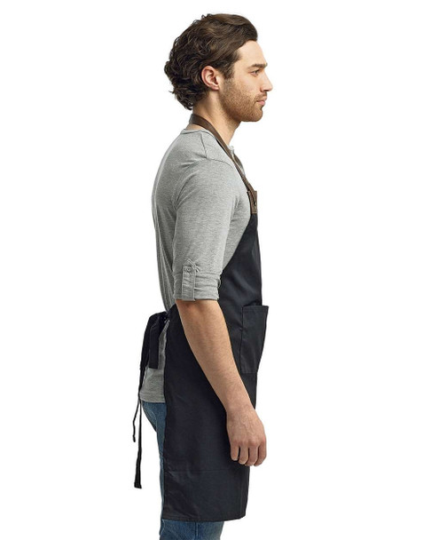 Artisan Collection by Reprime  RP123 Espresso Bib Apron with Pockets | Black/ Brown
