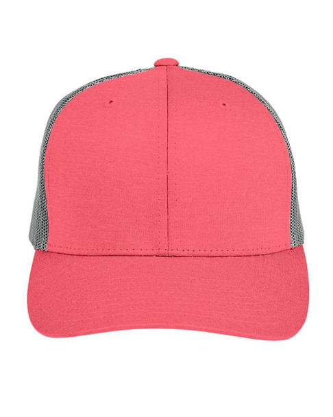 Team 365 TT802 Zone Sonic Heather Trucker Cap | Sport Red Heather/ Sport Graphite