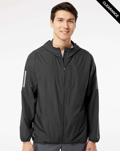 Clearance - Adidas A524 Hooded Full-Zip Windbreaker | Black