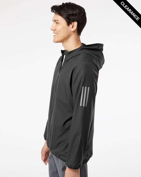 Clearance - Adidas A524 Hooded Full-Zip Windbreaker | Black