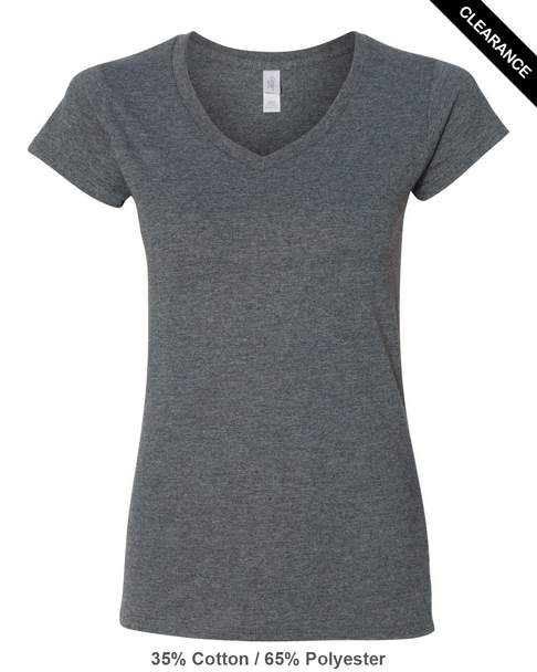 Clearance - Gildan 64V00L Women's Softstyle® Junior Fit V-neck T-shirt | Dark Heather Clearance - Gildan 64V00L Women's Softstyle® Junior Fit V-neck T-shirt | Dark Heather