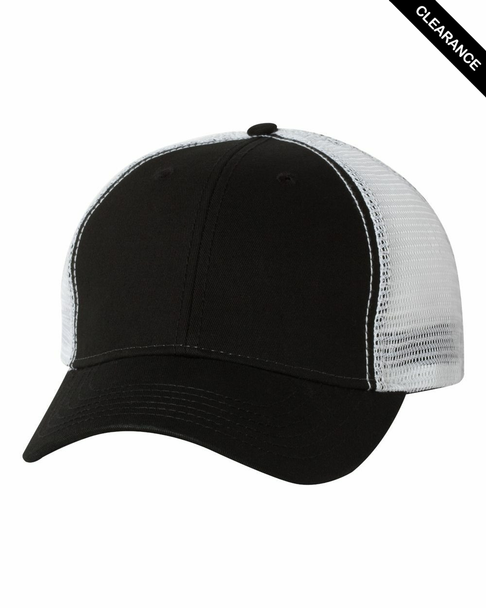 Clearance - Sportsman AH80  Bio-Washed Trucker Cap | Black/ White