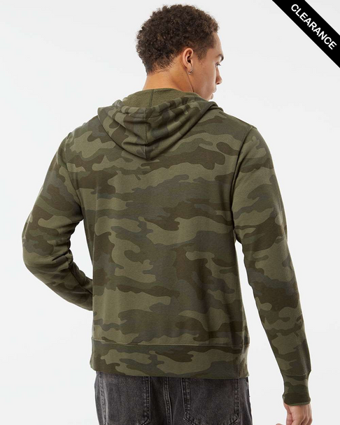 Clearance - Independent AFX90UNZ Unisex Lightweight Full-Zip Hooded Sweatshirt | Forest Camo