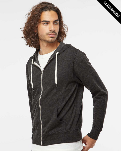 Clearance - Independent Trading Co. SS1000Z Icon Unisex Lightweight Loopback Terry Full-Zip Hoodie | Charcoal Heather