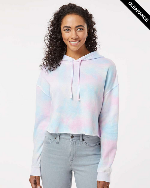 Clearance - Independent Trading Co. AFX64CRP Women’s Lightweight Cropped Hoodie | Tie Dye Cotton Candy