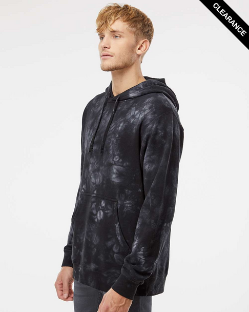 Clearance - Independent Trading Co. PRM4500TD Unisex Midweight Tie-Dyed Hooded Sweatshirt | Tie Dye Black