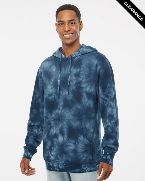 Clearance - Independent Trading Co. PRM4500TD Unisex Midweight Tie-Dyed Hooded Sweatshirt | Tie Dye Navy