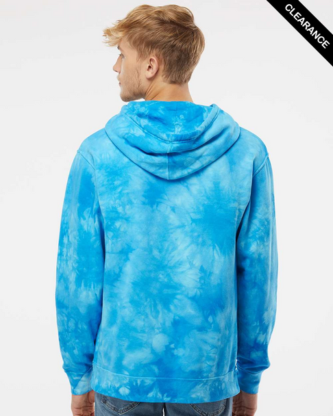 Clearance - Independent Trading Co. PRM4500TD Unisex Midweight Tie-Dyed Hooded Sweatshirt | Tie Dye Aqua Blue