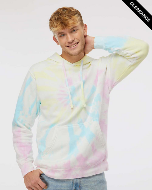 Clearance - Independent Trading Co. PRM4500TD Unisex Midweight Tie-Dyed Hooded Sweatshirt | Tie Dye Sunset Swirl
