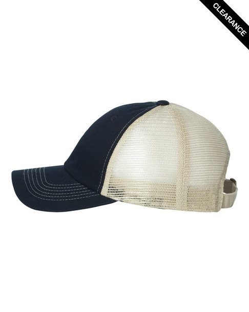 Clearance - Sportsman 3100 Contrast-Stitch Mesh-Back Cap | Navy/ Stone