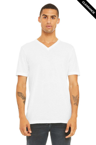 Clearance - Bella+Canvas 3415 Unisex V-Neck Tri-Blend T-Shirt | Solid White Triblend