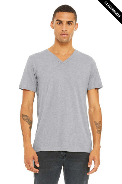 Clearance - Bella+Canvas 3415 Unisex V-Neck Tri-Blend T-Shirt | Athletic Grey Triblend
