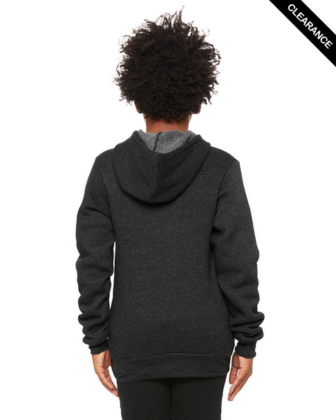 Clearance - Bella + Canvas 3719Y  Youth Sponge Fleece Pullover Hooded Sweatshirt | Dark Grey Heather