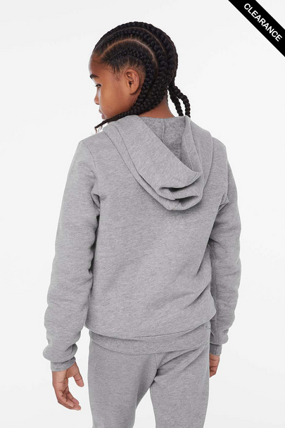 Clearance - Bella + Canvas 3739Y Youth Sponge Fleece Full-Zip Hooded Sweatshirt | Athletic Heather