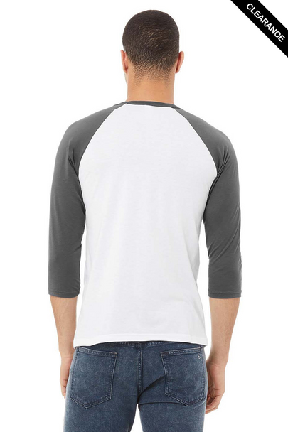 Clearance - Bella+Canvas 3200 Unisex ¾ Sleeve Baseball Tee | White/ Asphalt
