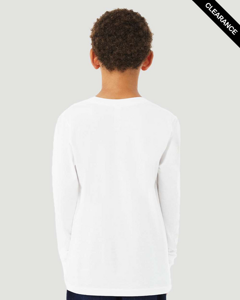 Clearance - BELLA + CANVAS 3513Y  Youth Triblend Long Sleeve Tee | Solid White Triblend