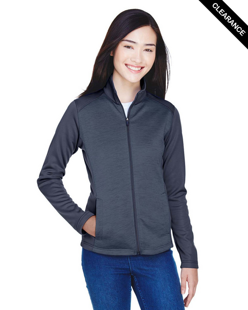 Clearance - Devon & Jones DG796W Ladies' Newbury Colorblock Malange Fleece Full-Zip Sweater | Navy/ Navy Heather Clearance - Devon & Jones DG796W Ladies' Newbury Colorblock Malange Fleece Full-Zip Sweater | Navy/ Navy Heather