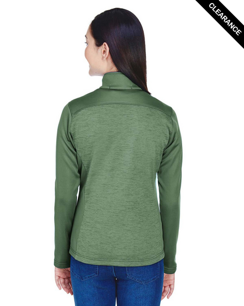 Clearance - Devon & Jones DG796W Ladies' Newbury Colorblock Malange Fleece Full-Zip Sweater | Forest/ Forest Heather Clearance - Devon & Jones DG796W Ladies' Newbury Colorblock Malange Fleece Full-Zip Sweater | Forest/ Forest Heather