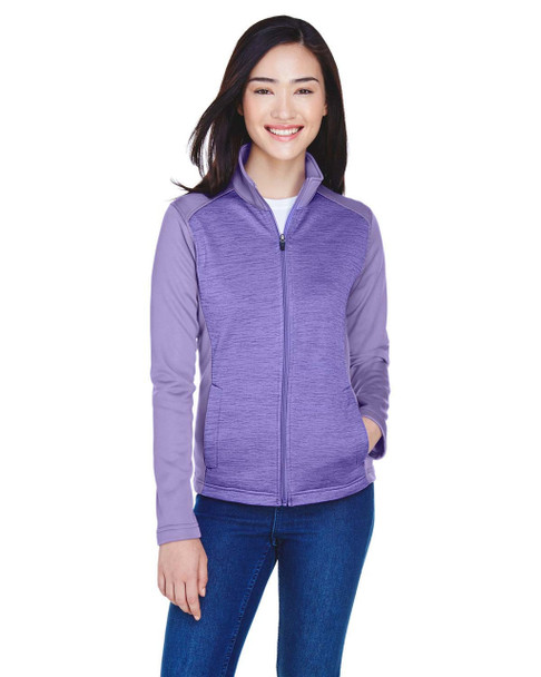 Devon & Jones DG796W Ladies' Newbury Colorblock Malange Fleece Full-Zip Sweater | GRAPE/ GRAPE HEATHER Devon & Jones DG796W Ladies' Newbury Colorblock Malange Fleece Full-Zip Sweater | GRAPE/ GRAPE HEATHER