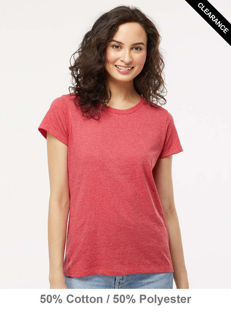 Clearance - 4810 M&O Ladies Gold Soft Touch T-shirt | Heather Red
