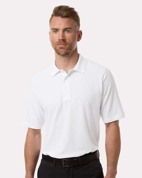 Harriton M105 Men's Maverick CVC Pique Polo | White