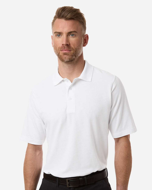 Harriton M105T Men's Tall Maverick CVC Pique Polo | White