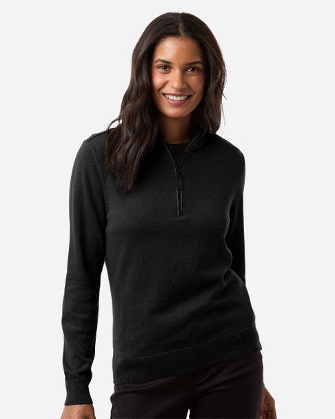 Devon & Jones  DG446W Women's New Classics Quarter-Zip Sweater | Black