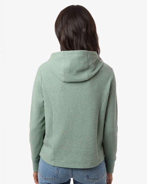 NE729W North End Women's Spirit Textured Hooded Pullover | Sage Green Heather