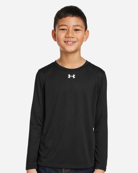 Under Armour 1377488 Youth Tech™ Team Long Sleeve T-Shirt | Black/ White