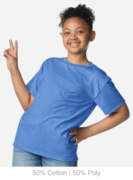 3000B Gildan Youth Light Cotton T-Shirt | Heather Royal