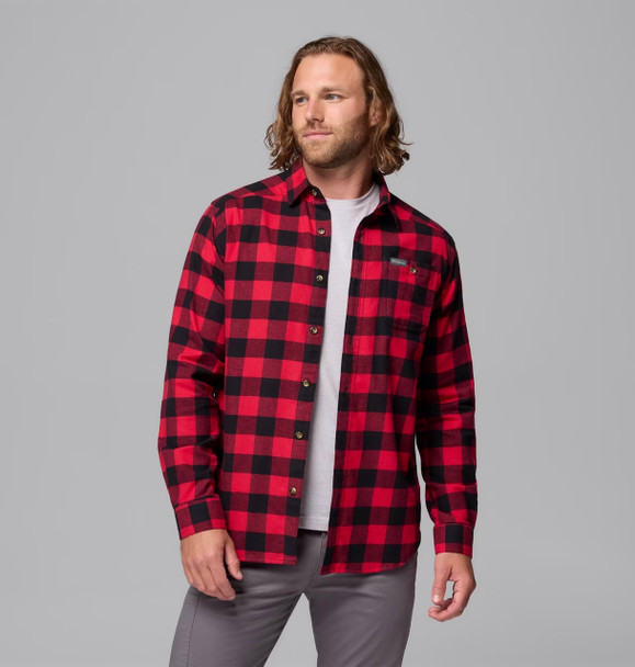 Columbia 161795 Men's Cornell Woods™ Flannel Shirt | Mountain Red Buffalo Check