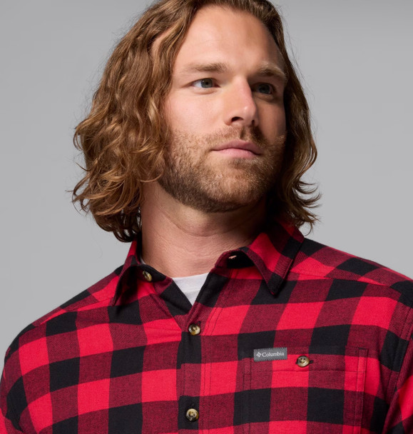 Columbia 161795 Men's Cornell Woods™ Flannel Shirt | Mountain Red Buffalo Check