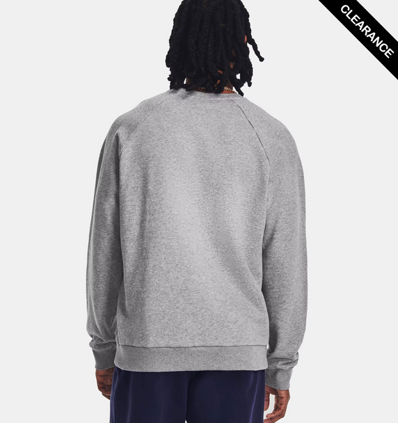 Clearance - Under Armour 1379755 Men's Rival Fleece Sweatshirt | Castlerock Light Heather/White