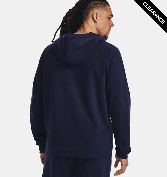 Clearance - Under Armour 1379767 Men's Rival Fleece Full-Zip | Midnight Navy/White
