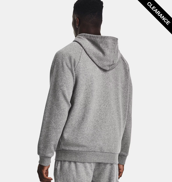 Clearance - Under Armour 1379767 Men's Rival Fleece Full-Zip | Castlerock Light Heathe /White