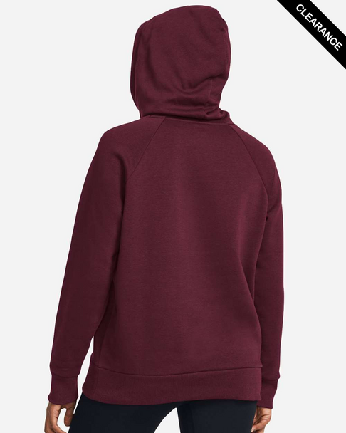Clearance - Under Armour 1379500 Women's Rival Fleece Hooded Sweatshirt | Maroon/ White