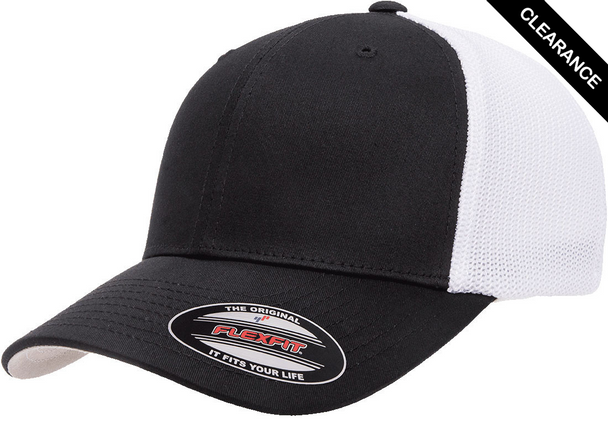 Clearance - Flexfit 6511 Mesh Trucker Cap | Black/ White