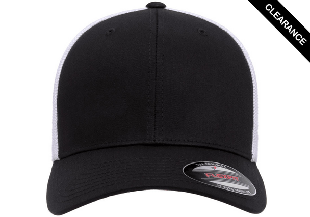 Clearance - Flexfit 6511 Mesh Trucker Cap | Black/ White