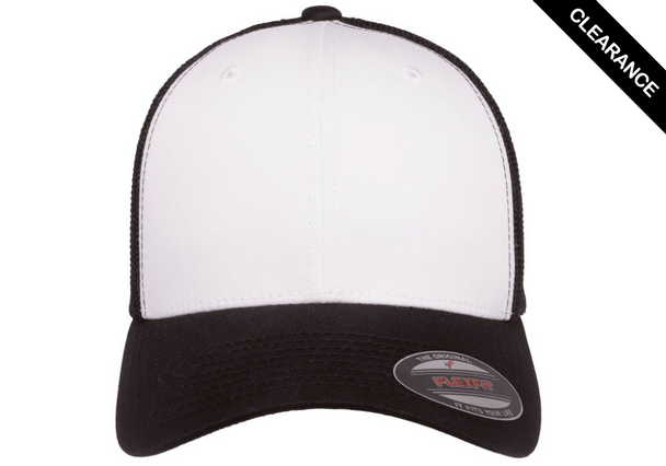 Clearance - Flexfit 6511 Mesh Trucker Cap | Black/ White/ Black