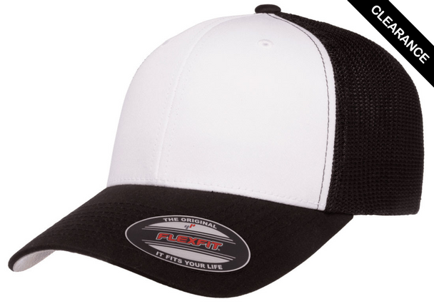 Clearance - Flexfit 6511 Mesh Trucker Cap | Black/ White/ Black