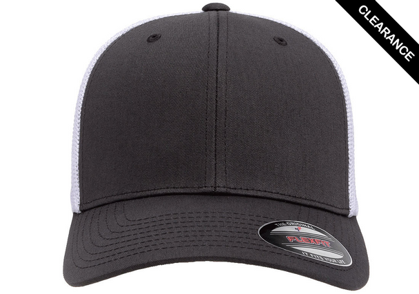 Clearance - Flexfit 6511 Mesh Trucker Cap | Charcoal/ White