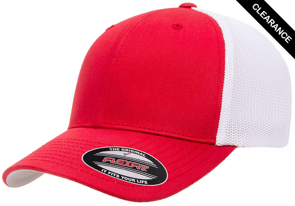 Clearance - Flexfit 6511 Mesh Trucker Cap | Red/ White